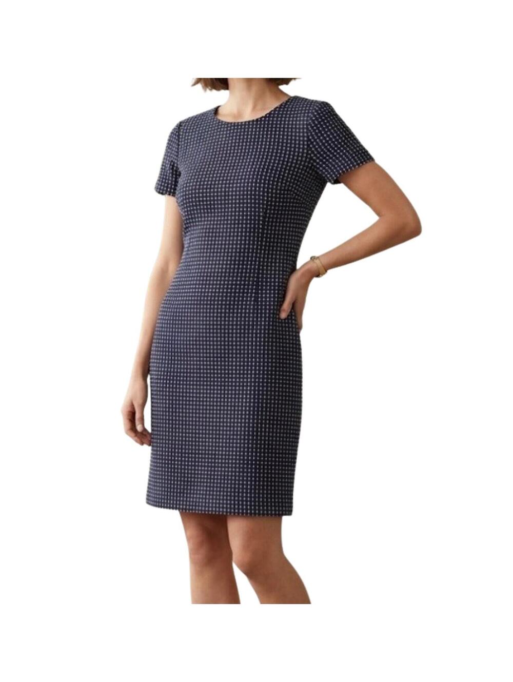Calvin Klein Women's Navy White Stretch Short Sleeve Pencil Shift Dress Size 10